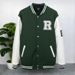 Men's Premium China Varsity Jacket ( Olive + White)
