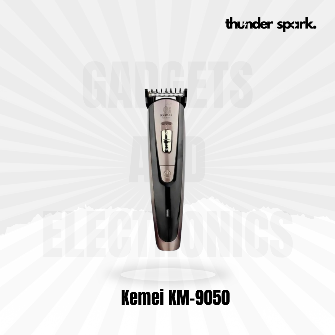Kemei KM-9050 rechargeable hair trimmer dual power mode stainless steel blade 0.5-12mm adjustable cutting length low noise groomer for beard and hair Bangladesh Kemei KM-9050 rechargeable hair trimmer dual power mode stainless steel blade 0.5-12mm adjustable cutting length low noise groomer for beard and hair Bangladesh